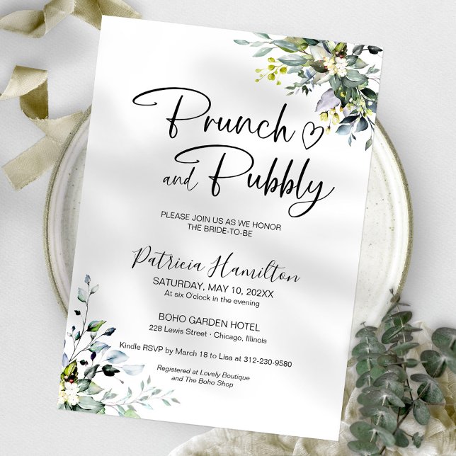 Invitación Brunch De Verdor Y Ducha De Novias Bubbly (Subido por el creador)