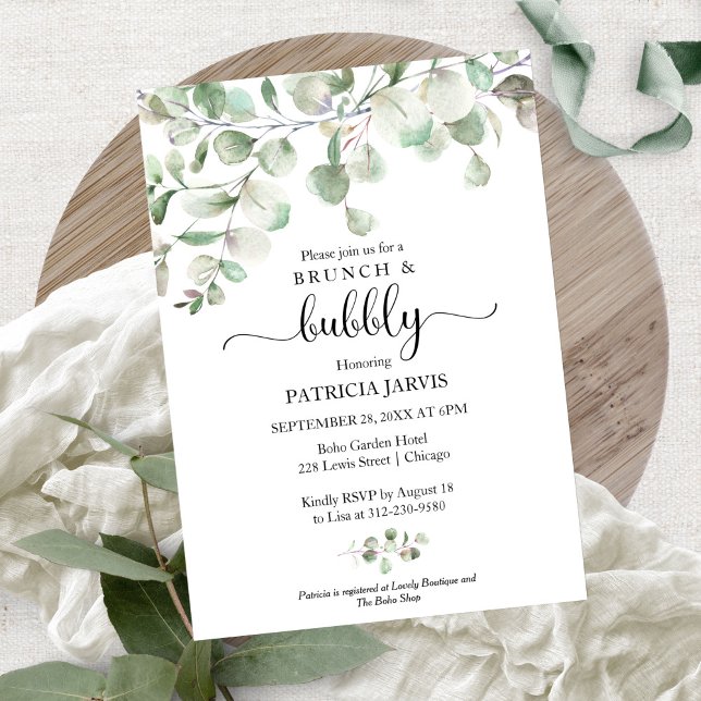 Invitación Brunch De Verdor Y Ducha De Novias Bubbly (Subido por el creador)