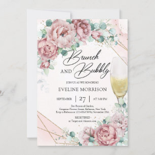 Invitación Brunch de vidrio de champán floral de Rubor y burb