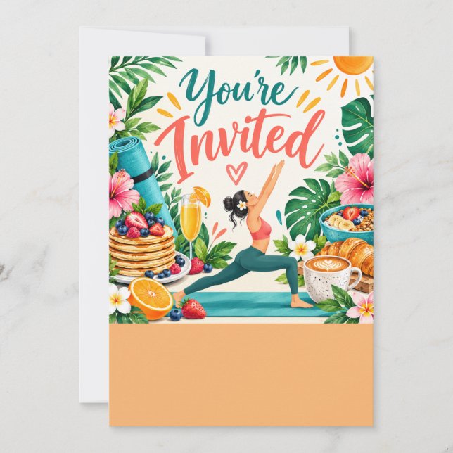 Invitación Brunch de yoga Cumpleaños  (Anverso)