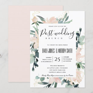 INVITACIÓN BRUNCH DEL BODA DE PUESTO DE ORO DE FLORAL ROSA DE