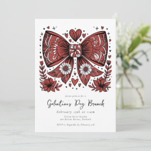 Invitación Brunch del día de Coquette Bow Galentine