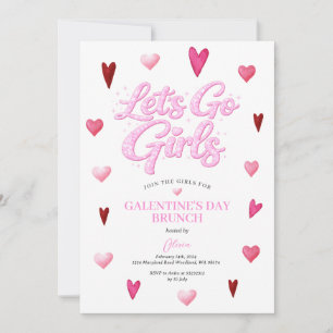 Invitación Brunch del Día de Galentine de Glitter Girl San Va