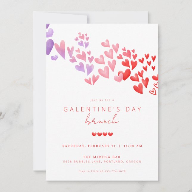 Invitación Brunch del Día de Galentine invita a Día de San Va (Anverso)