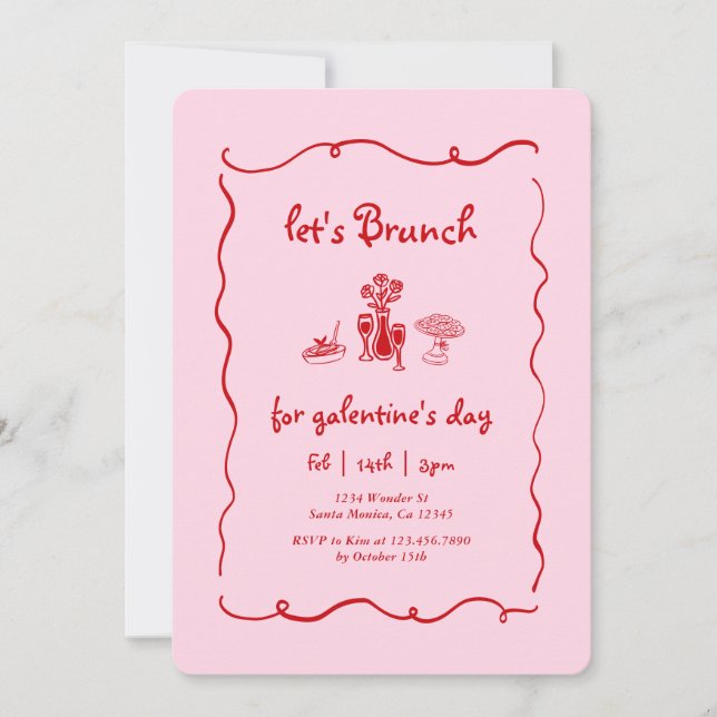 Invitación Brunch del Día de Galentines (Anverso)