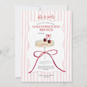 Invitación Brunch del Día de Galentines con Champán de Cereza