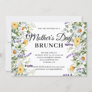 Invitación Brunch del Día de la Madre con acuarela de flores 