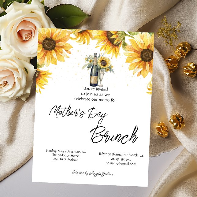 Invitación Brunch del Día de la Madre con botellas de vino de (Subido por el creador)