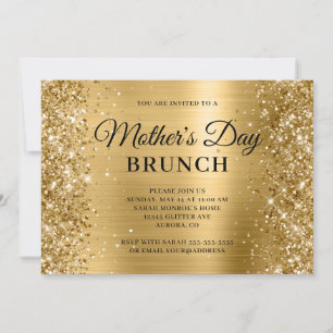 Invitación Brunch del Día de la Madre con brillo y lámina de