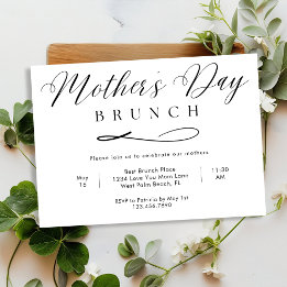 Invitación Brunch del Día de la Madre con escritura simple en