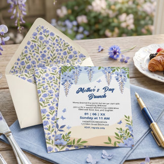 Invitación Brunch del Día de la Madre con Flor de Wisteria El