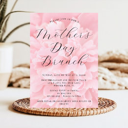 Invitación Brunch del Día de la Madre con Flor Rosa Elegante