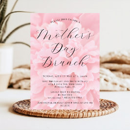 Invitación Brunch del Día de la Madre con Flor Rosa Elegante