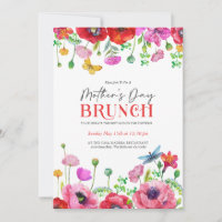 Brunch del Día de la Madre con Floral de color roj