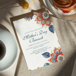 Invitación Brunch del Día de la Madre con flores abstractas