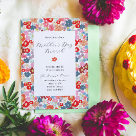Invitación Brunch del Día de la Madre con flores coloridas