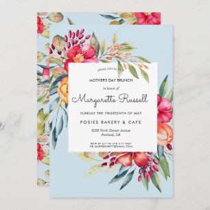 Invitación Brunch del Día de la Madre con Flores de Primavera