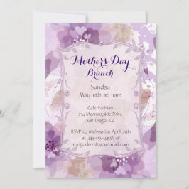 Invitación Brunch del Día de la Madre con flores moradas