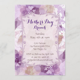 Invitación Brunch del Día de la Madre con flores moradas