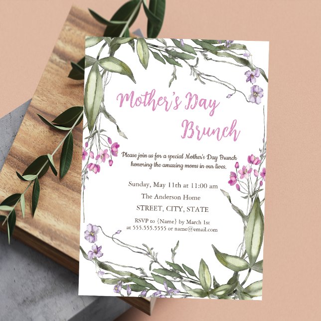 Invitación Brunch del Día de la Madre con flores silvestres a (Subido por el creador)