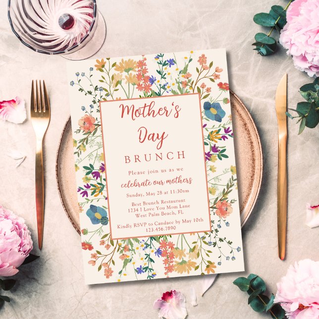 Invitación Brunch del Día de la Madre con flores silvestres c (Subido por el creador)