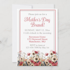 Invitación Brunch del Día de la Madre con flores silvestres d