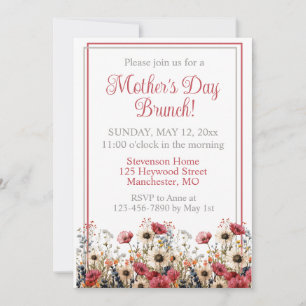 Invitación Brunch del Día de la Madre con flores silvestres d