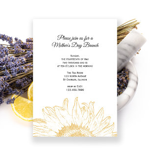 Invitación Brunch del Día de la Madre con gráfico amarillo de