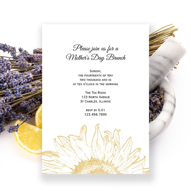 Invitación Brunch del Día de la Madre con gráfico amarillo de (Subido por el creador)