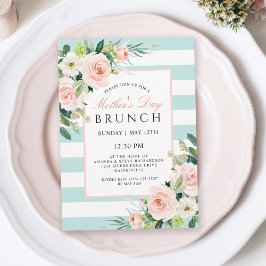 Invitación Brunch del Día de la Madre con Rosa de Rubor Flora