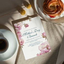 Invitación Brunch del Día de la Madre con Rosas Rosa Rosadas