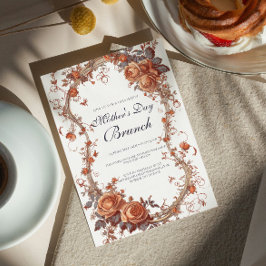 Invitación Brunch del Día de la Madre con rosas y brunchs