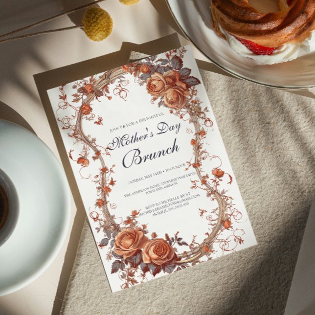Invitación Brunch del Día de la Madre con rosas y brunchs (Subido por el creador)