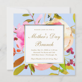 Invitación Brunch del Día de la Madre con una acuarela floral