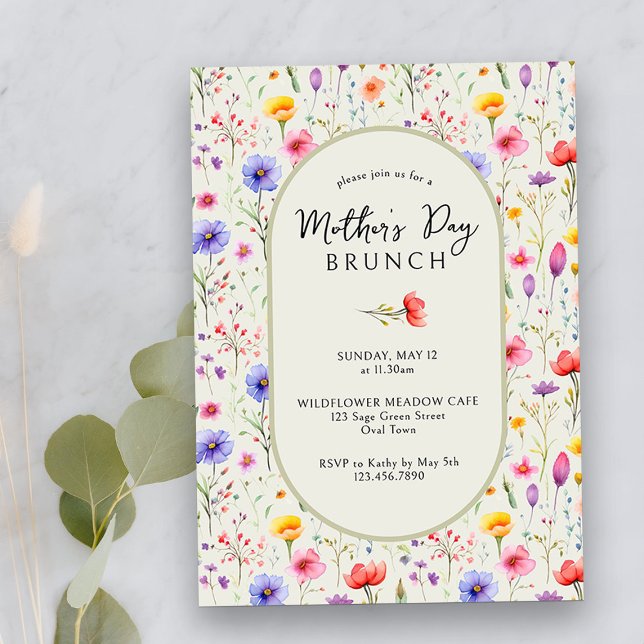 Invitación Brunch del Día de la Madre de bonito (Mother's Day Brunch Invitation from my Mother's Day Wildflower Collection)