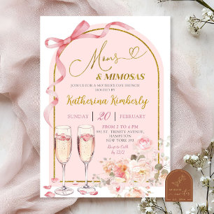 Invitación Brunch del Día de la Madre de Bow Rosado