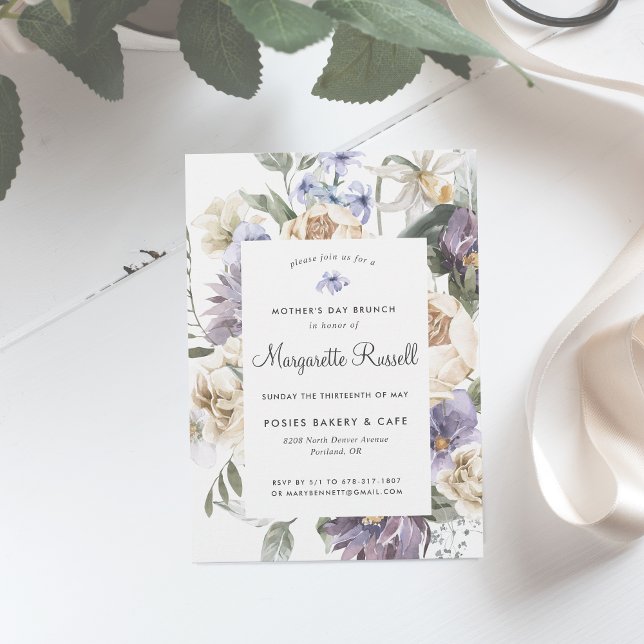Invitación Brunch del Día de la Madre de la Primavera acuarel (Subido por el creador)
