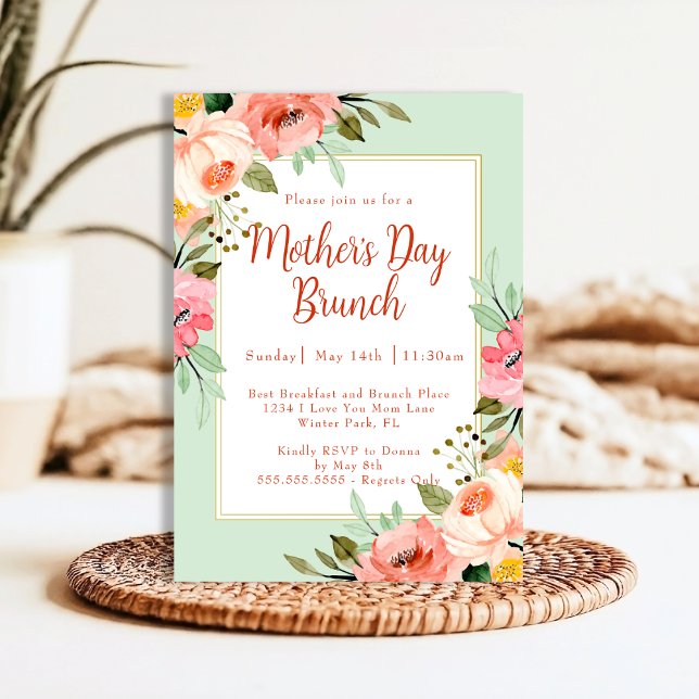 Invitación Brunch del Día de la Madre de una Casa de Moneda R (Subido por el creador)