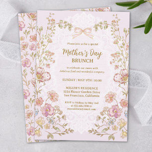 Invitación Brunch del Día de la Madre Elegante Bonito Floral 