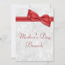 Invitación Brunch del Día de la Madre en damasco y lazo falso