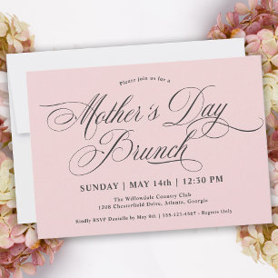 Invitación Brunch del Día de la Madre en la caligrafía rosa d