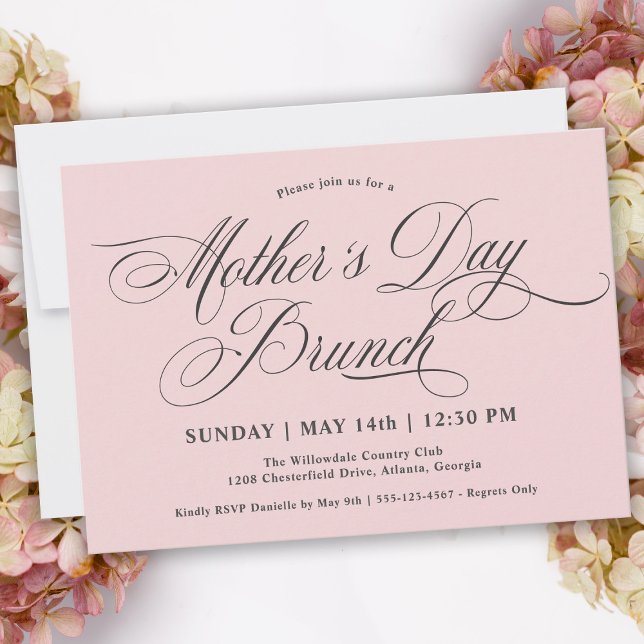 Invitación Brunch del Día de la Madre en la caligrafía rosa d (Subido por el creador)
