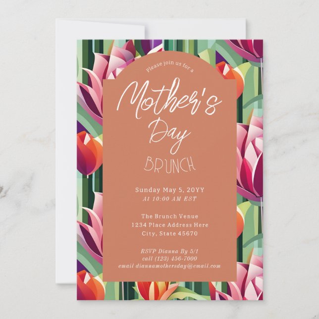 Invitación Brunch del Día de la Madre en la terracota de colo (Anverso)