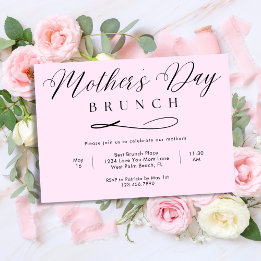 Invitación Brunch del Día de la Madre en Rosa Sonrosado Chic