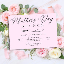 Invitación Brunch del Día de la Madre en Rosa Sonrosado Chic