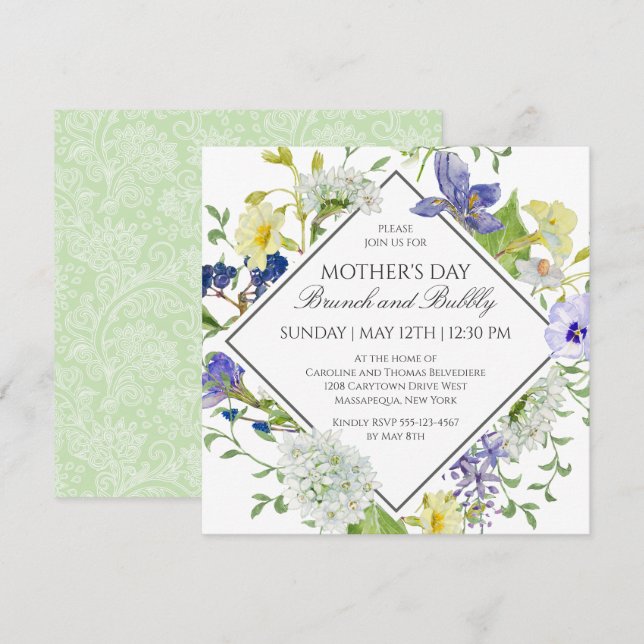 Invitación Brunch del Día de la Madre en un jardín secreto (Anverso / Reverso)