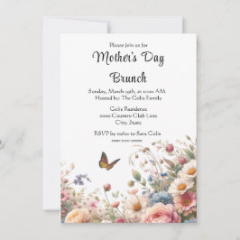 Invitación Brunch del Día de la Madre Floral Elegante