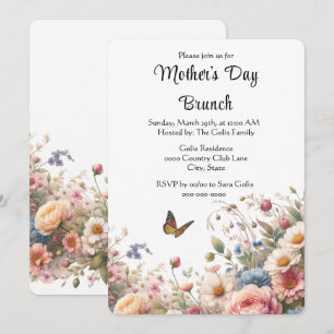 Invitación Brunch del Día de la Madre Floral Elegante