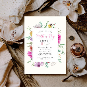 Invitación Brunch del Día de la Madre floral elegante rosa