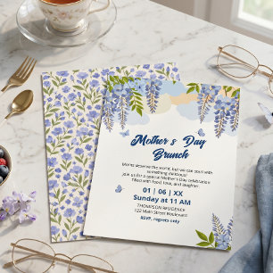 Invitación Brunch del Día de la Madre Floral Elegante Wisteri